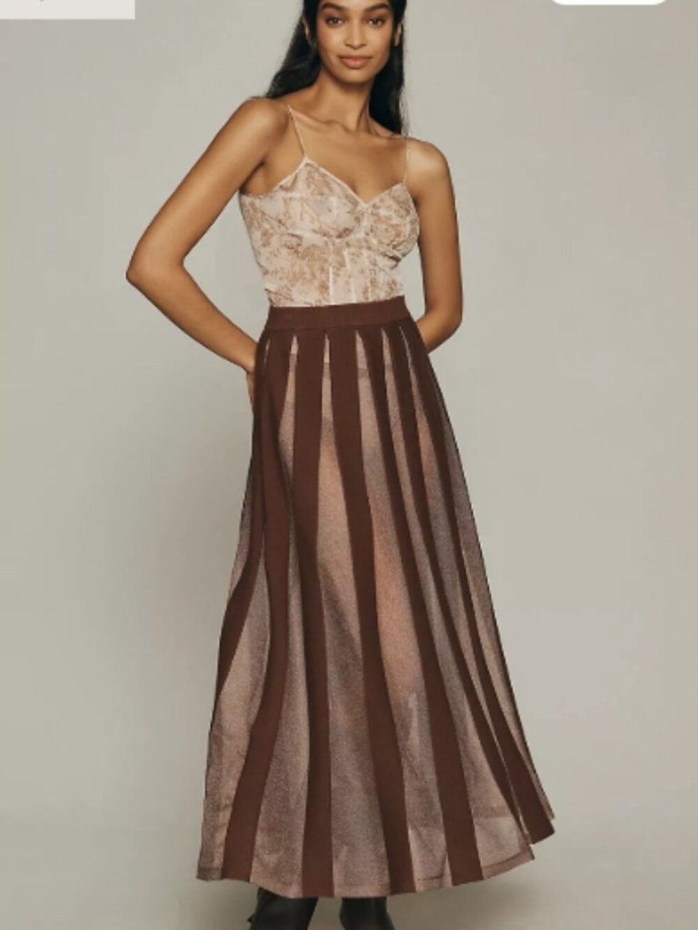 EUC By Anthropologie Sheer Pleated Maxi Skirt LP